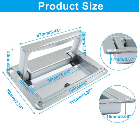 Recessed Pull Handle For Cabinets And Drawers Zinc Alloy Replacement Heavy Duty Flush Mount Lift Pull With Mount Screws, size details.