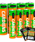 Rechargeable AA and AAA Batteries With USB C Charger And LED Indicator 8 Pack, orange and green design, includes packaging