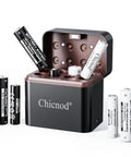 Rechargeable AA And AAA Lithium Batteries 8 Slot Charger 3800mWh with USB-C and various batteries.