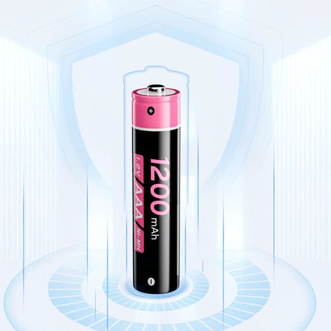 Single 1200mAh AAA rechargeable battery on futuristic background