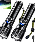 Rechargeable LED Flashlight 99000 Lumens Ultra Bright Zoomable Head USB C Fast Charge 5000mAh Two Pack IPX7 Waterproof