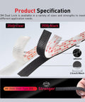 Beefy Heavy Duty Reclosable Fastener Strips 1/2 In By 7.5 Ft Industrial Strength Self Mating Interlocking Mushroom Heads With High Tack Adhesive For Indoor Outdoor Use Ideal For Home Office Decor Projects And Quick Mounts product showing clear and black strips, adhesive backing, and text specifications.