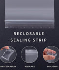 Close-up of 300 PCS Small Plastic Bags Set In 3 Sizes with reclosable sealing strip detail for beads jewelry pills.