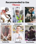 Various uses of Anti Fog Safety Glasses With Scratch Resistant Lenses for sports, construction, lab work, and grinding.