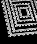 Rectangle Metal Cutting Dies Set For Scrapbooking And Card Making, 5 size variations, displayed on a dark background.