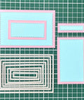 8 Piece Rectangle Cutting Die Set for Scrapbooking and Card Making Includes Eight Size Options on green mat