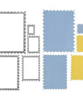 Rectangle Metal Cutting Dies Set For Scrapbooking And Card Making shown with paper cut samples in five size variations.