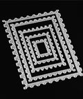 Rectangle Metal Cutting Dies Set for Scrapbooking and Card Making, 5 size variations shown stacked on black background
