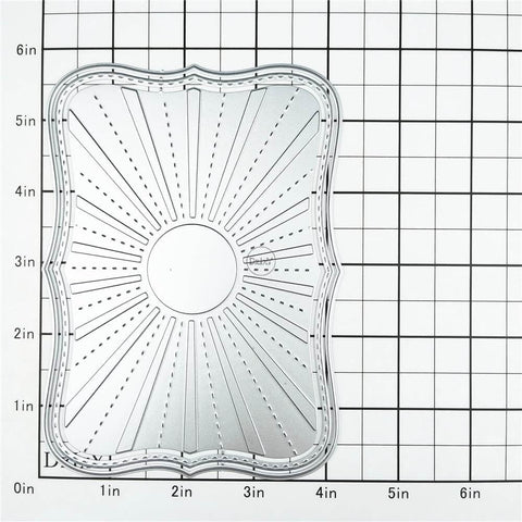 Rectangular Radial Stripes Background Die Set for Card Making and Scrapbooking Metal Cutting Dies on measuring grid
