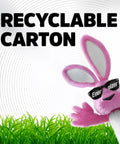 Energizer mascot with glasses next to text 'Recyclable Carton' over grass, related to Alkaline AAA Batteries 32 Pack Long Lasting for Electronics and Emergency Gear