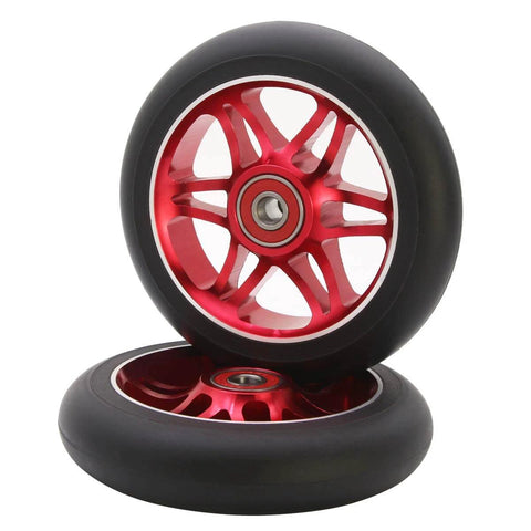 110mm Pro Scooter Replacement Wheels 2 Pack with Ball Bearings 88A PU CNC Alloy Core Fit for MGP Razor Lucky Envy and Vokul Scooters Red