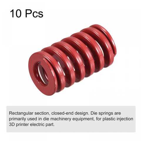 Close-up of Spiral Die Springs For 3D Printer And Die Machinery uxcell 14mm Outer Diameter 20mm Free Length Red Medium Load 10 Pack