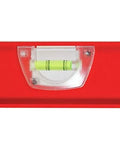 Red 24 Inch I Beam Level With Rotating Vials For Pro Grade Framing Carpentry And Metalwork, featuring 360 degree vial system visible.
