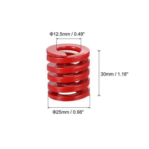 Two-Piece Red 25mm Die Springs With 30mm Free Length For Die Machinery And 3D Printer Parts, 65Mn Material, Medium-Load Compression