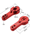 Red 5 Pack 25T Aluminum Servo Horn with M3 Threads Metal Steering Arm for RC Cars Trucks Buggies and Airplanes shown with dimensions