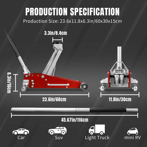 Low Profile 3 Ton Racing Floor Jack With Dual Pistons Quick Lift Pump For SUVs And Trucks Aluminum And Steel Construction