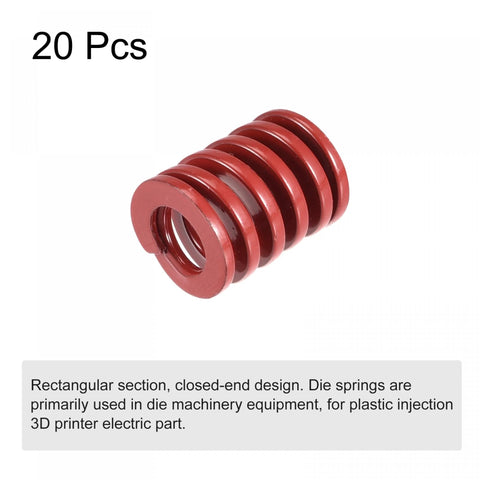 Die Springs For 3D Printers And Die Machinery Pack Of 20 Red Spiral Compression Springs 12mm OD 20mm Length 65Mn Steel