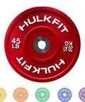Two Inch Olympic Rubber Bumper Weight Plates With Shock Absorption For Barbells Beefy Multi Color 45 Pound Plate