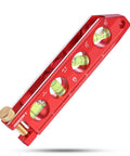 Compact 6.3 inch magnetic torpedo level with top view windows, aluminum frame, dual metric and SAE scales, and 0°, 30°, 45°, 90° vials.