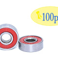 Quiet 608RS Skateboard Bearings Red 100 Pack Low Noise High Precision 8x22x7mm Durable Shielded Bearings By FGen