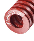 Close-up of Red 65Mn Die Spring For Molds And 3D Printer Applications, 30mm outer diameter, showing part number marking.