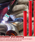 Red 40 Inch TIG Welding Rod Storage Canisters Two Pack With Airproof Waterproof ABS Construction next to welding scene