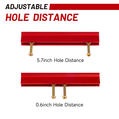 Five Piece Adjustable Drawer Pulls Cabinet Handles For 1 To 4 Inch Center To Center Holes Zinc Alloy Heavy Duty Hardware Red