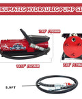 Air Hydraulic Pump 0.45 Gal 10,000 PSI Reservoir NPT 3/8" Oil Outlet, NPT 1/4" Inlet, Air Hydraulic Foot Pump Made of Aluminum with Air Line Lubricator, Red