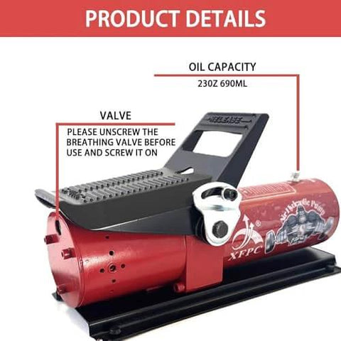 Air Hydraulic Pump 0.45 Gal 10,000 PSI Reservoir NPT 3/8" Oil Outlet, NPT 1/4" Inlet, Air Hydraulic Foot Pump Made of Aluminum with Air Line Lubricator, Red