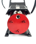Front view of Air Hydraulic Pump 0.45 Gal 10,000 PSI Reservoir NPT 3/8" Oil Outlet, NPT 1/4" Inlet, red aluminum foot pump