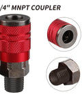 4 Way Straight Air Manifold With 5 Ports Aluminum Inline Pneumatic Splitter For Pros And DIYers, Quick Connect Socket feature