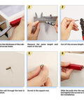 Installation guide for Six Pack Adjustable Cabinet Handles in red aluminum for kitchen drawers and cabinets, step-by-step instructions.