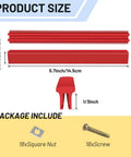 Dimensions and components for Six Pack Adjustable Cabinet Handles In Red Aluminum For Kitchen Drawers And Cabinets.