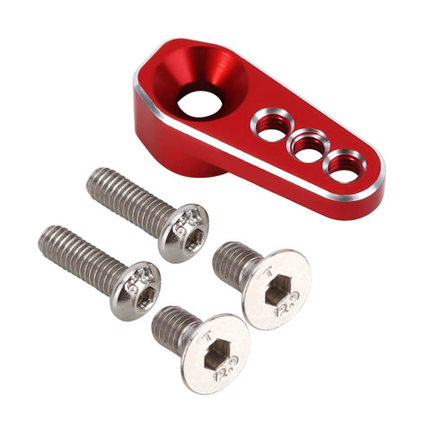 25T Servo Horn Upgrade For 1/18 TRX4M Stock Servo Featuring Aluminum CNC Machined Construction Black And Red Anodized Finish Etched Logo Durable Metal Build For Easy Direct Replacement And Improved Steering Precision.