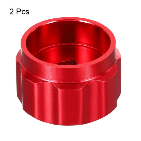 Round Wheel Handle Set 2 Pack Aluminum Alloy Replacement Knobs for Faucets and Refrigerant Manifold Gauges, Red, Front View