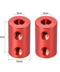 Red Aluminum 5mm To 5mm Rigid Shaft Coupler With Set Screw 20mm Length And 12mm Outer Diameter Two Pack for 3D Printers CNC DIY