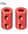 Red Aluminum 5mm To 5mm Rigid Shaft Coupler With Set Screw 20mm Length And 12mm Outer Diameter Two Pack