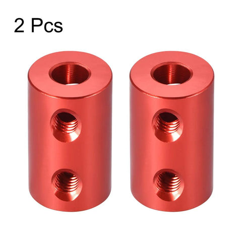 Red Aluminum 5mm To 5mm Rigid Shaft Coupler With Set Screw 20mm Length And 12mm Outer Diameter Two Pack