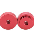 1/4-20 Female Thumb Wheel Lock Nut Adapter Set of 2 in Aluminum Alloy with Red Knurled Edge Locknuts