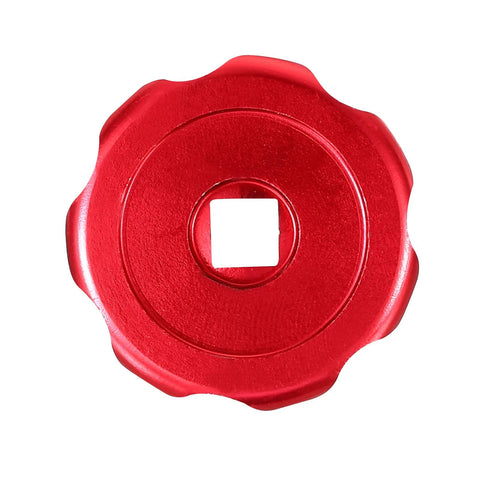 Round Wheel Handle Set 2 Pack Aluminum Alloy Replacement Knobs For Faucets And Refrigerant Manifold Gauges, Red, Front View
