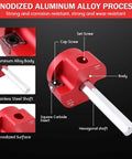 One And A Half Inch Plastic Pipe Reamer With 2 Carbide Square Blades For PVC CPVC And ABS Pipes Ideal For Drains Water Pipes And Ventilation Systems Red Color Heavy Duty Hand Tool For Fast Cleanup And Reuse Of Fittings showing aluminum alloy body and square carbide insert.