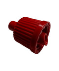 Close-up of red Anti-Clog Dispenser Cap for RTV Silicone Sealant 3oz Flexible Tubes, part of Sealant Dispenser Tool Kit for Handheld Tube Containers