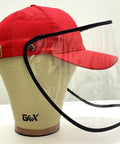 Red Baseball Cap+Face Shield/Visor/Protective Sneeze Guard - VXB Ball Bearings