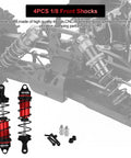 Two Pack 110Mm One Eighth Scale RC Car Front Shock Absorbers Set Adjustable Dampers For Off Road One Eighth Scale RC Trucks And Buggy Upgrades Fits Kraton Typhon 6S Sledge And Similar Models Red Black