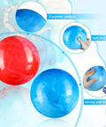 2 Pcs 8.5 Inch Large Marbleized Bouncy Balls Colorful Inflatable Balls for Adults Pet Party Supplies Beach Playground PVC(8.5 Inch,Red,Blue) with a focus on their pattern and durability.