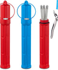 Double Pack Tungsten Holder for TIG Welding Rods, 7.9 Inch Storage Tube With Magnetic Base, airproof canisters in red and blue