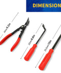 Easy Grip Car Clip Removal Kit 3 Pack Pliers Set for Door Panels Dash Trim Rivets Push Pins Puller Tools Auto Repair Essentials EldHus Red