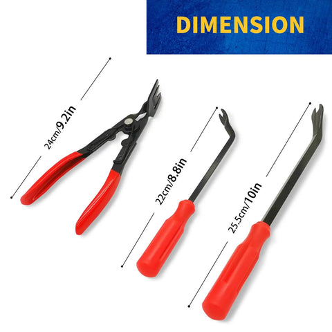 Easy Grip Car Clip Removal Kit 3 Pack Pliers Set for Door Panels Dash Trim Rivets Push Pins Puller Tools Auto Repair Essentials EldHus Red