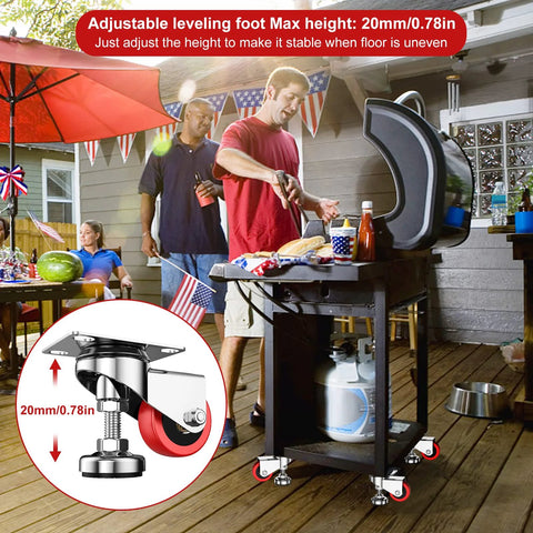 2 Inch Leveling Plate Caster Wheels With Adjustable Anti Vibration Leveling Feet Heavy Duty Swivel Casters in outdoor use