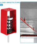 Ceiling Vibration Isolator Hangers 4 Pack With Mechanical Vibration Damping Mounts Red For AC Units Air Processors And Home Theater Studio Soundproofing Anti Vibration Supports Up To 176 Lbs Load Capacity, showing red isolators and ceiling installation.